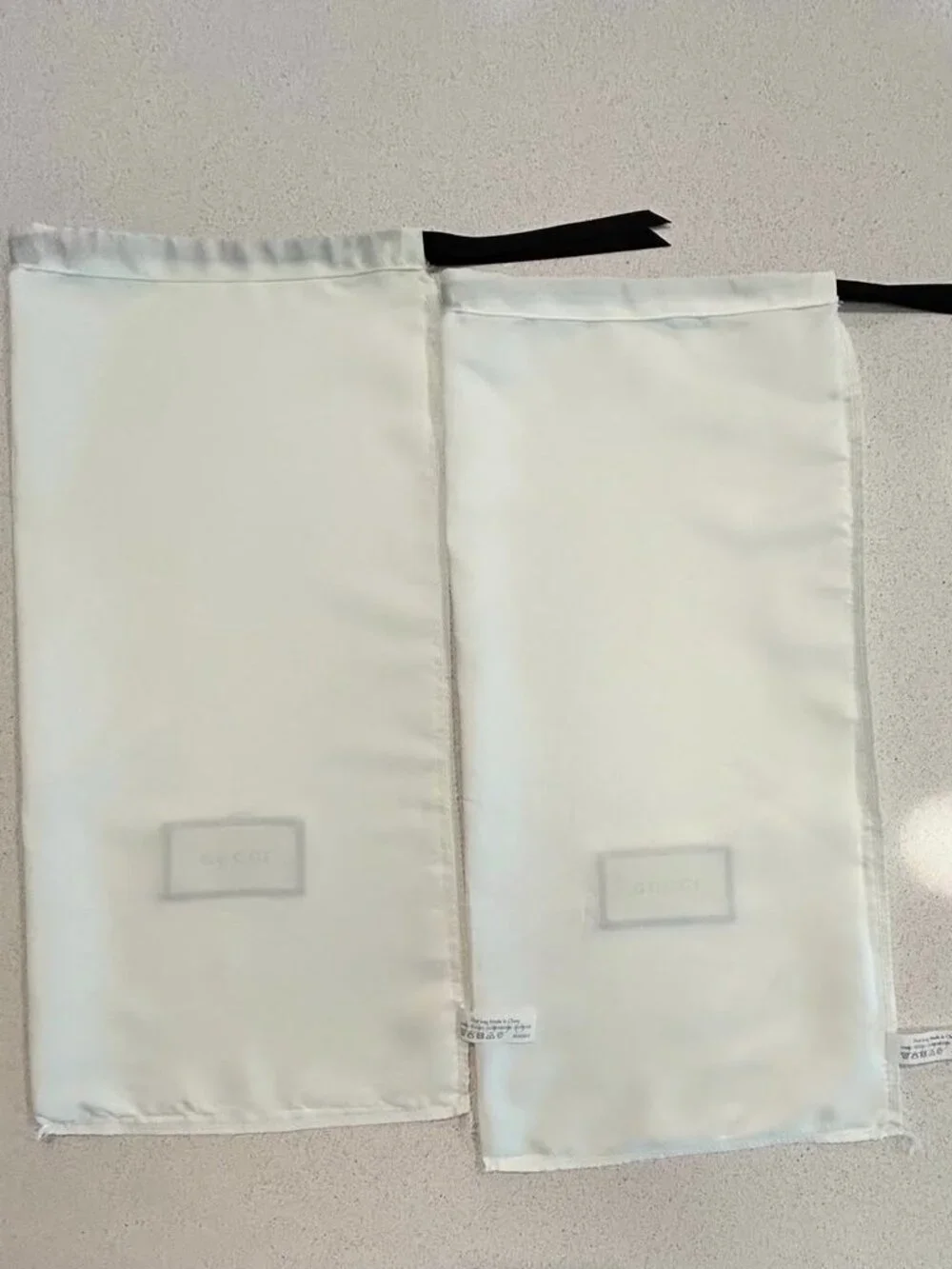 Gucci Set of 2 Shoe Dust Bags 8.5 x 17.5” 100% Polyester Authentic Storage Bags